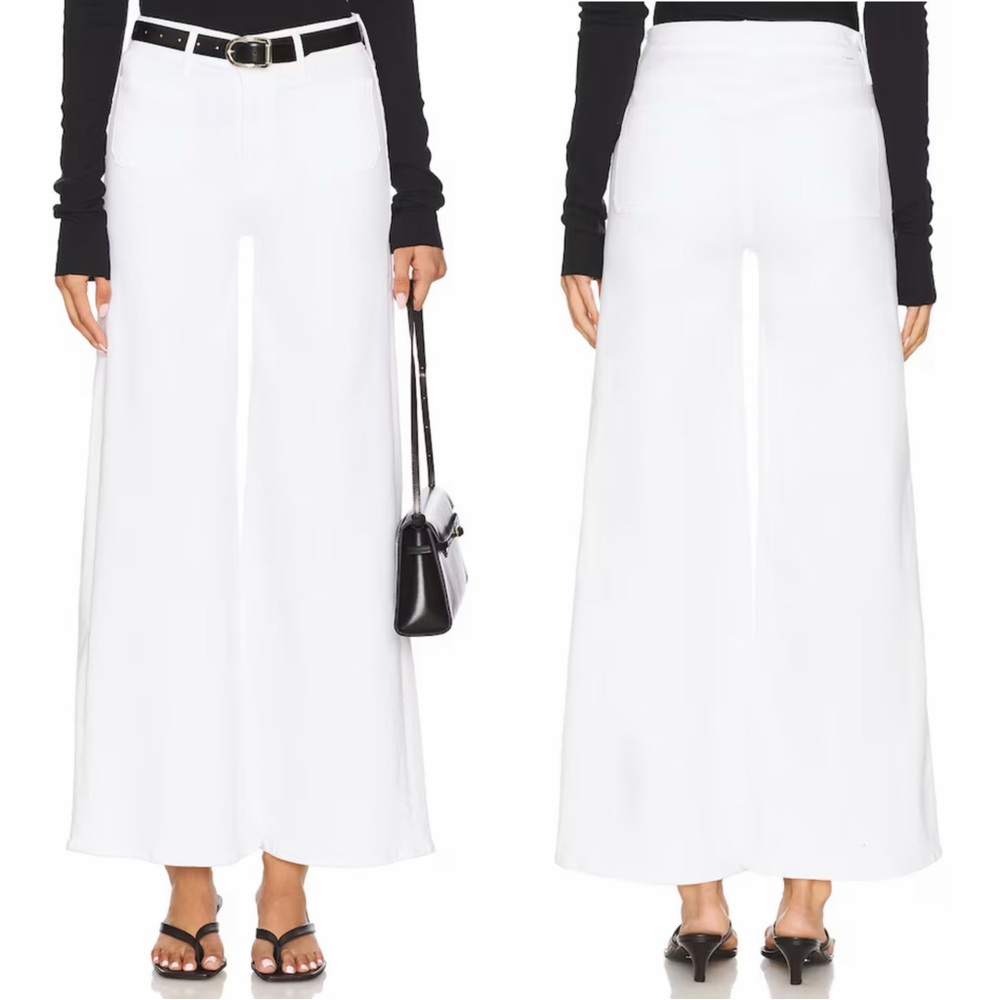MOTHER White Wide Leg Flare Jeans